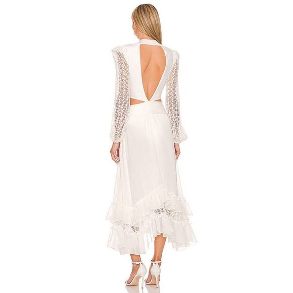 PatBo PLUNGE LACE SLEEVE MAXI DRESS white small - Picture 4 of 12